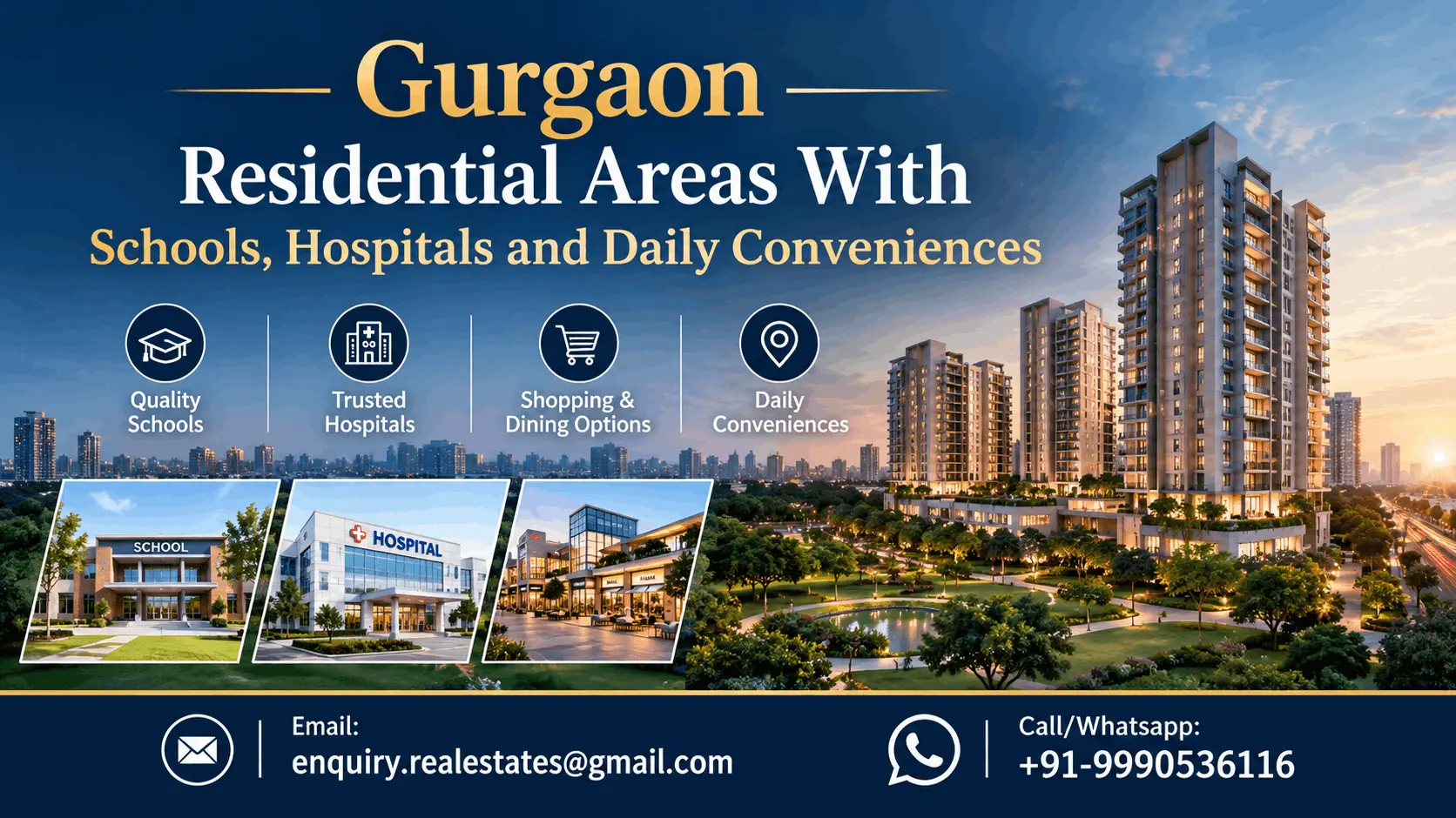 Gurgaon Residential Areas With Schools, Hospitals and Daily Conveniences